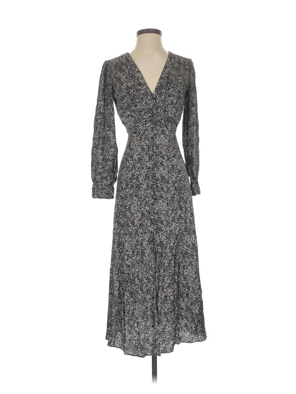 Pinko Black Floral Long Sleeve V-Neck Maxi Dress